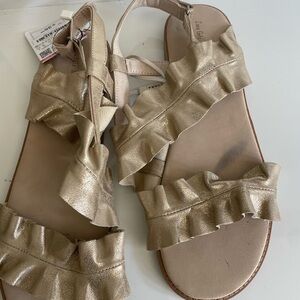 Zara Gold Ruffled Sandals Elegant Design